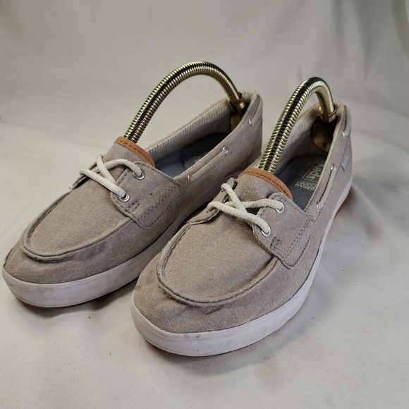 Keds lt gray canvas boatshoe sneakers women's size 6 - Picture 2 of 9